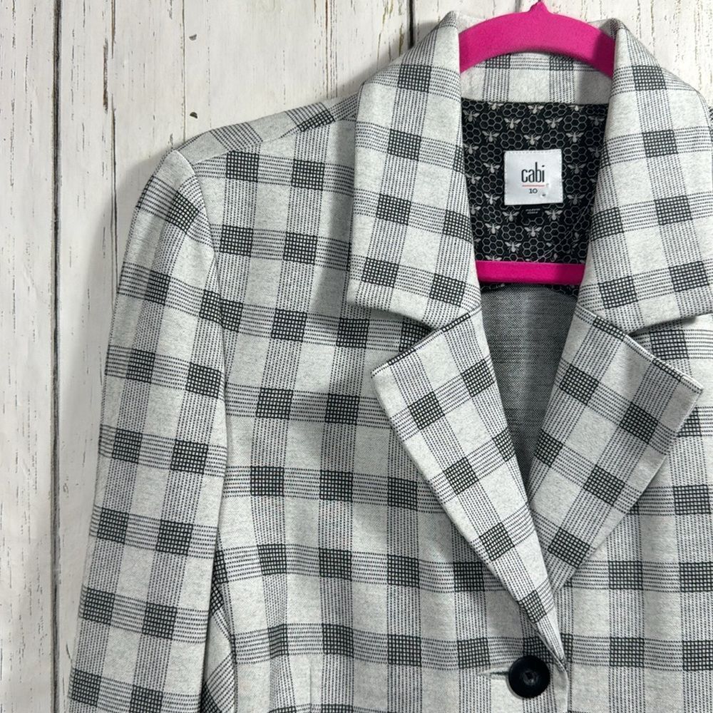 Cabi Gray Gingham Check Blazer Preppy Tailored Business Casual Jacket Workwear - Picture 3 of 16